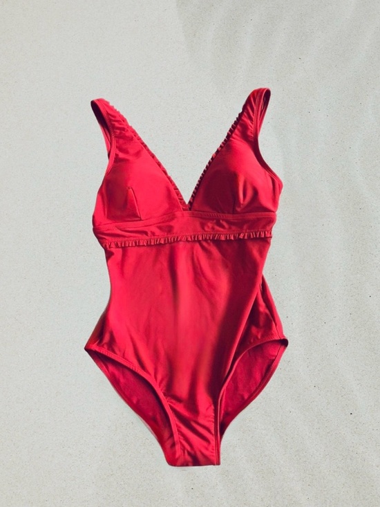 Tommy Hilfiger Other - Tommy Hilfiger Red V-Neck One-Piece Swimsuit with Ruffle Trim (NWT - Size 18)
